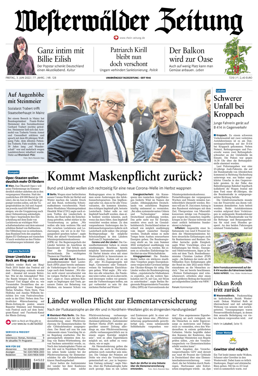 Westerwälder Zeitung vom Freitag, 03.06.2022