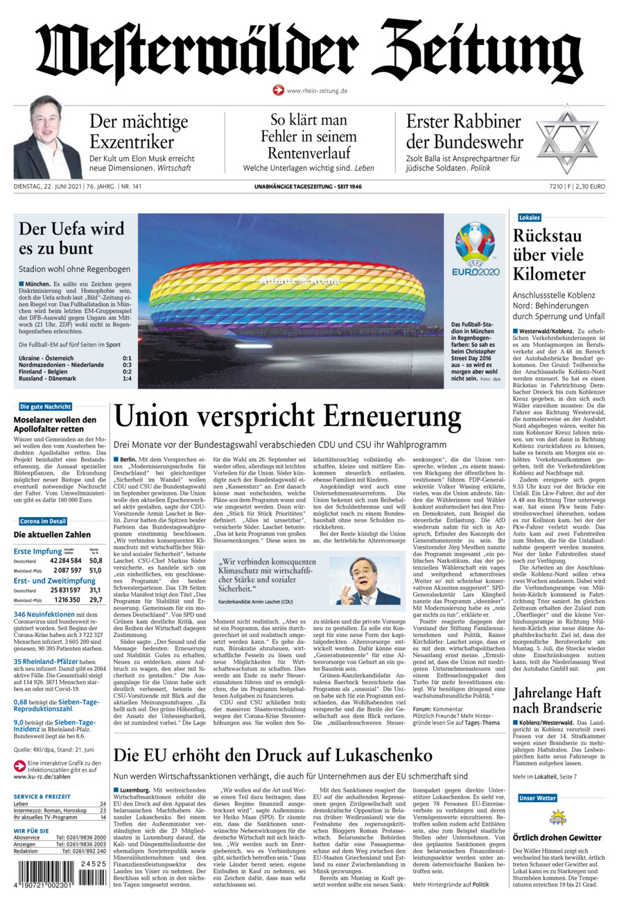 Westerwälder Zeitung vom Dienstag, 22.06.2021