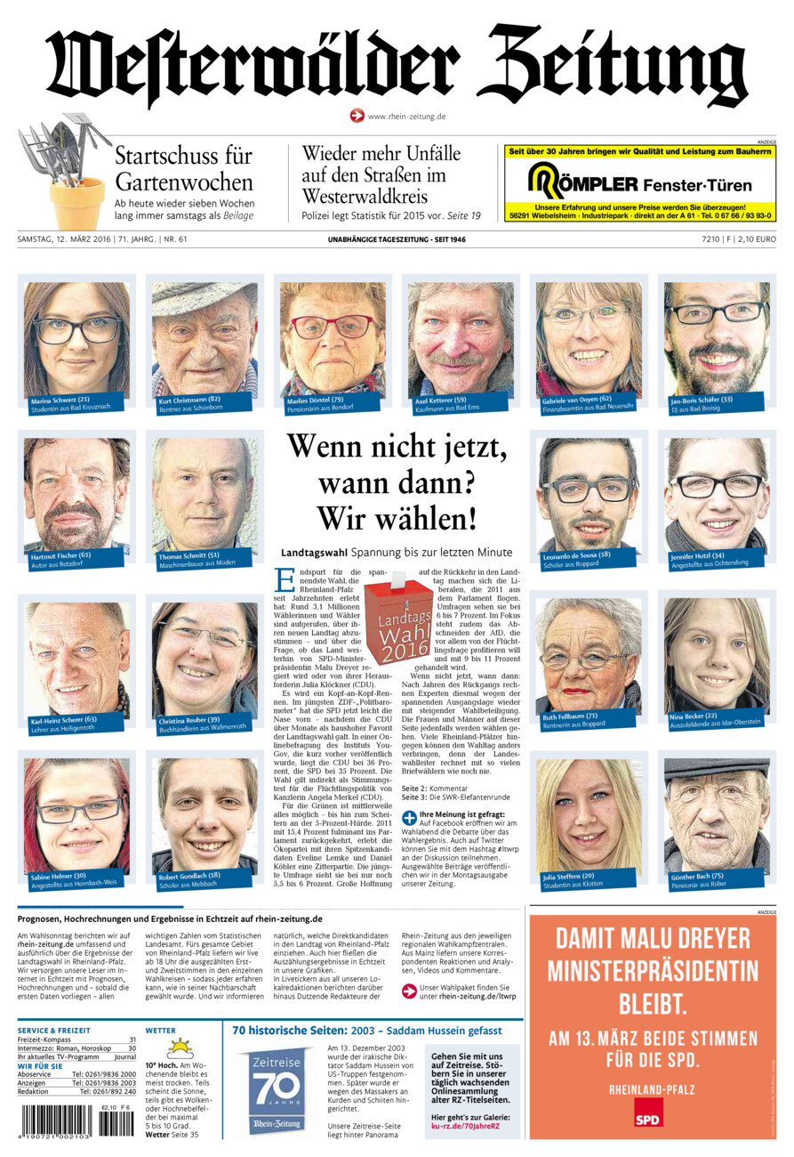 Westerwälder Zeitung vom Samstag, 12.03.2016