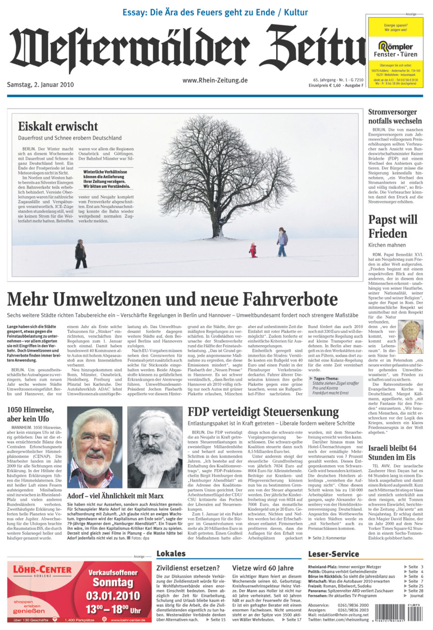 Westerwälder Zeitung vom Samstag, 02.01.2010