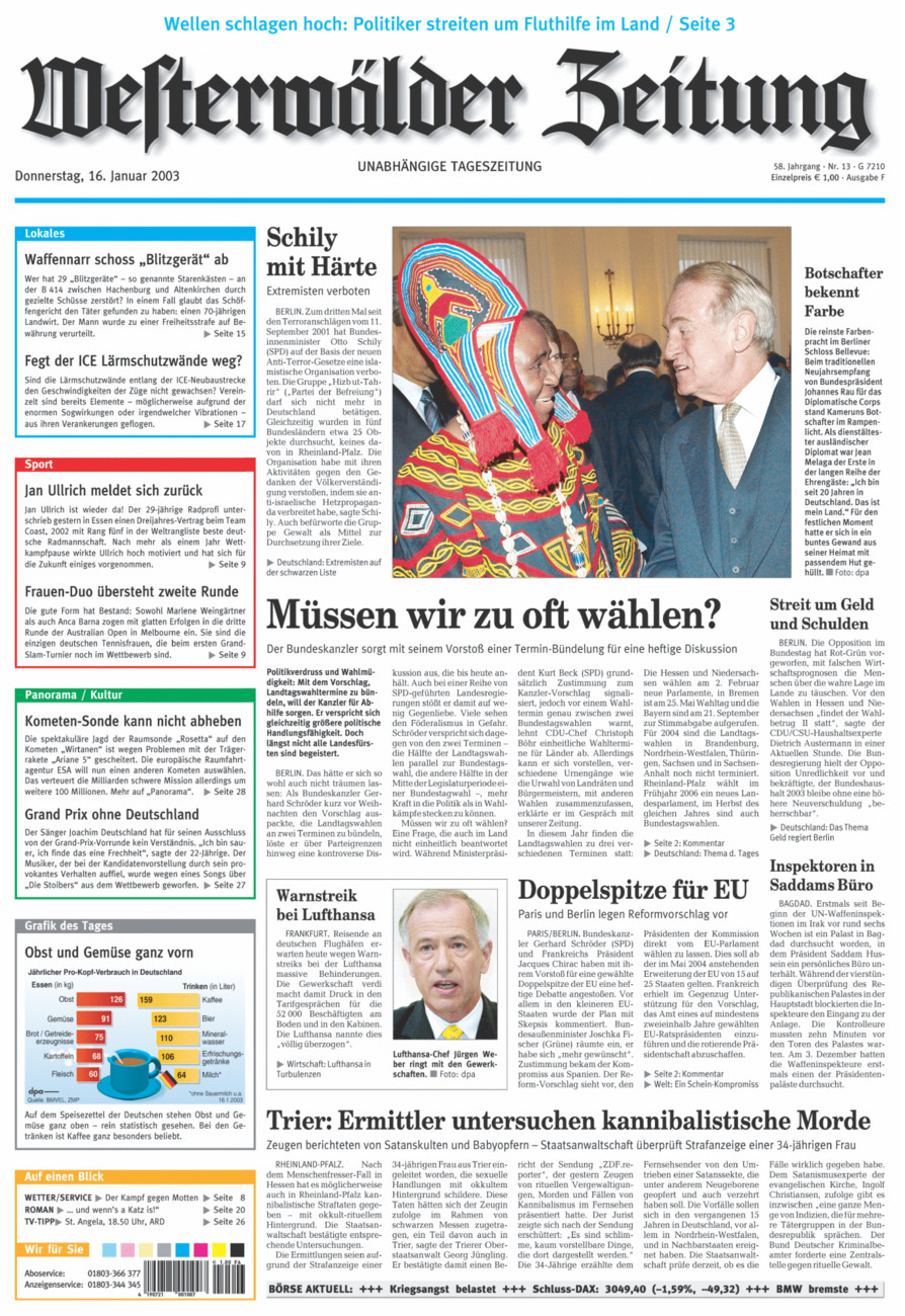 Westerwälder Zeitung vom Donnerstag, 16.01.2003