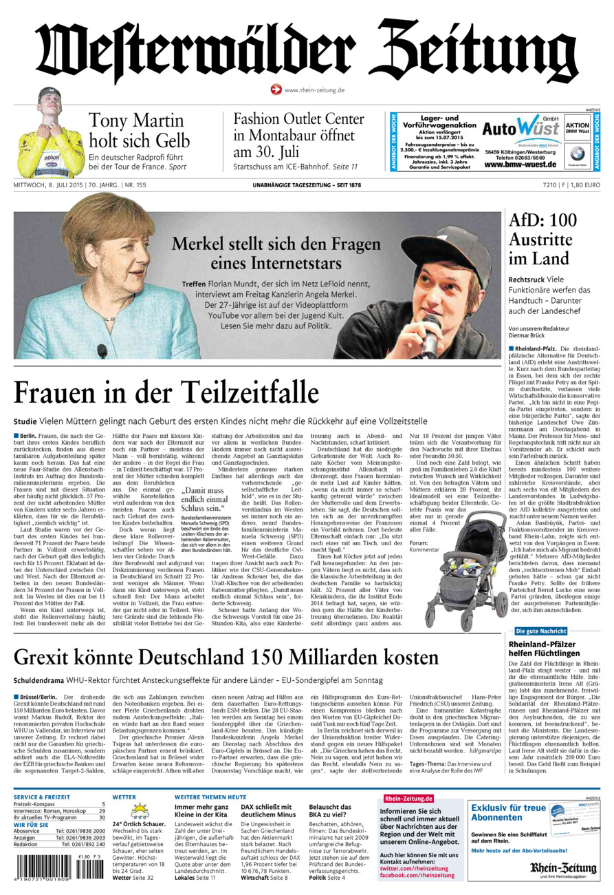 Westerwälder Zeitung vom Mittwoch, 08.07.2015