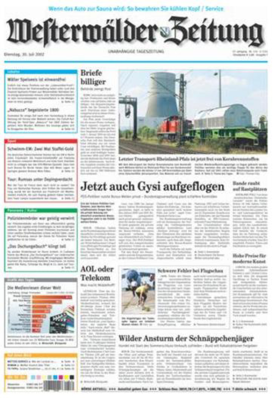Westerwälder Zeitung vom Dienstag, 30.07.2002