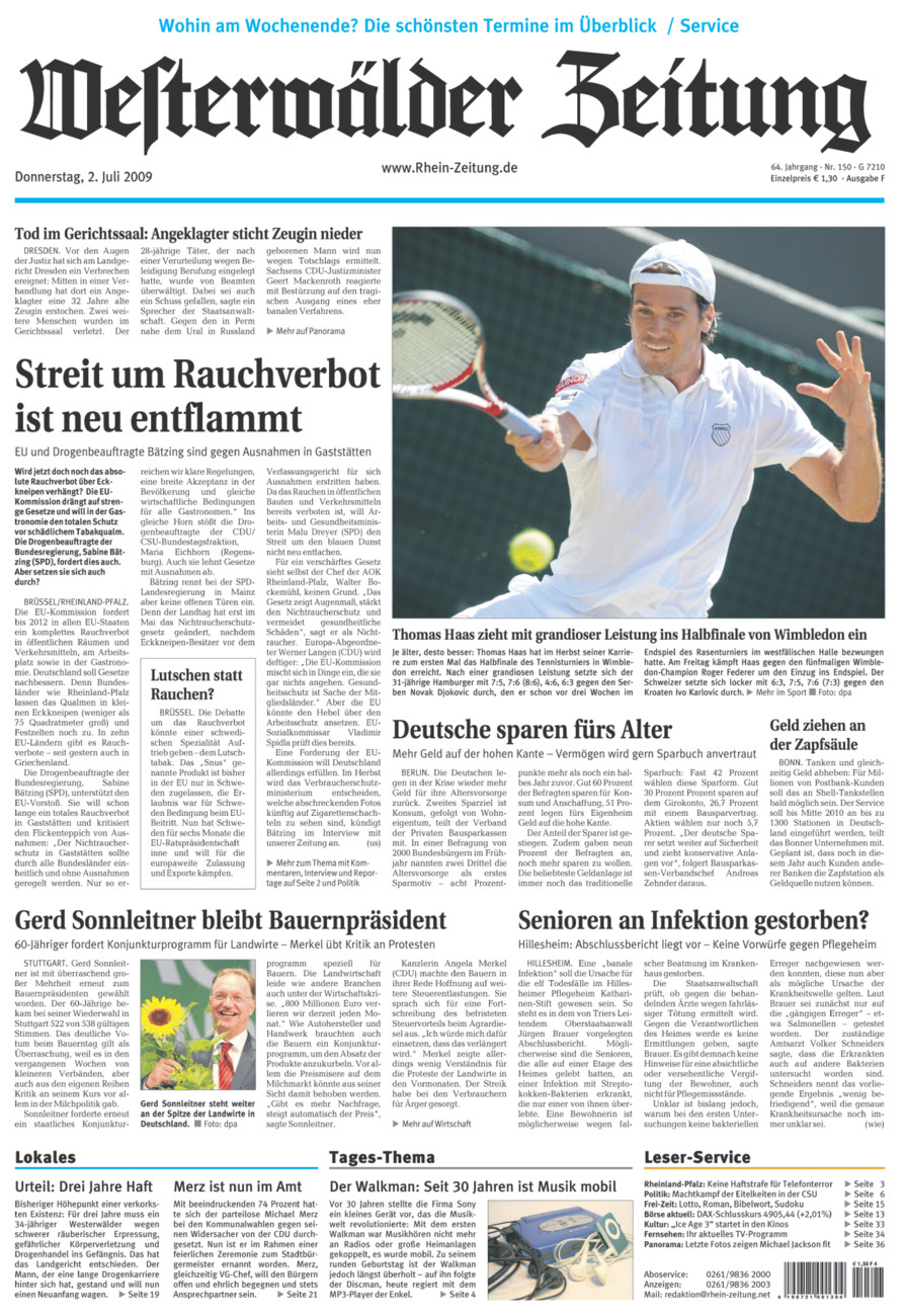 Westerwälder Zeitung vom Donnerstag, 02.07.2009