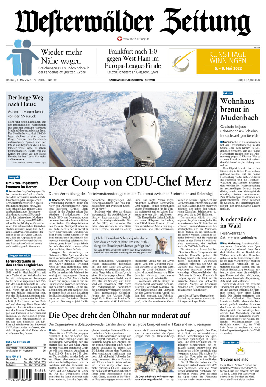 Westerwälder Zeitung vom Freitag, 06.05.2022