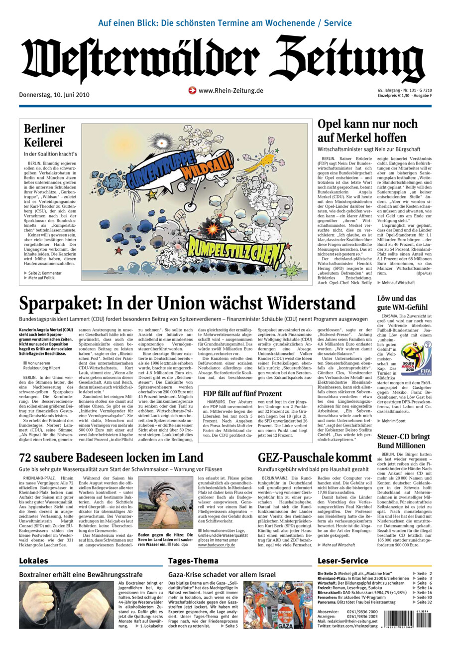 Westerwälder Zeitung vom Donnerstag, 10.06.2010