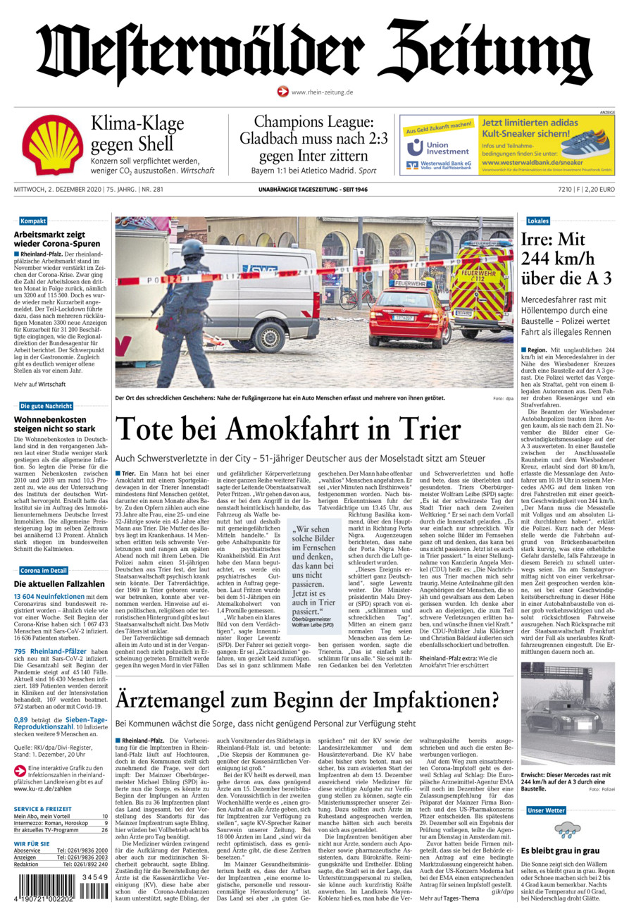 Westerwälder Zeitung vom Mittwoch, 02.12.2020