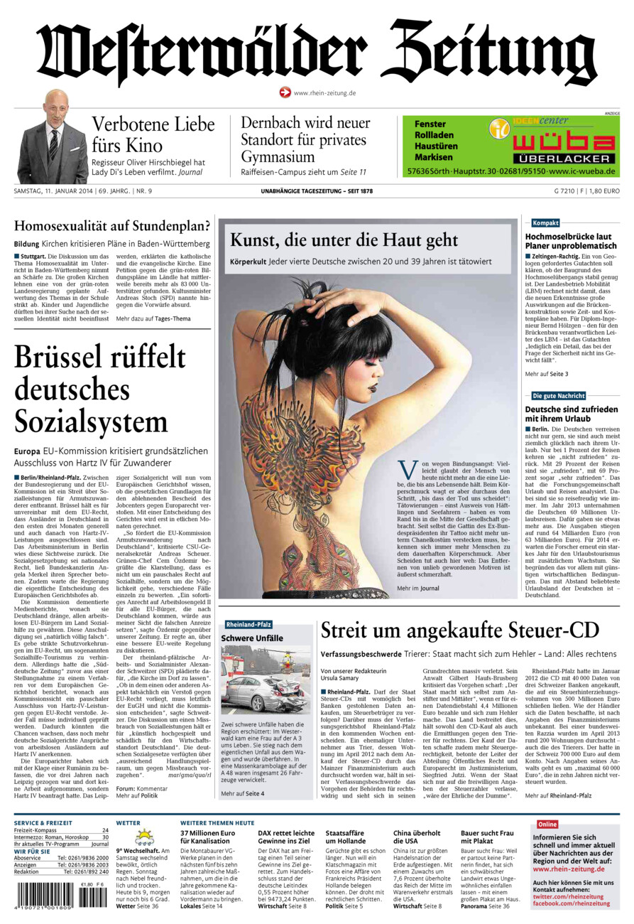 Westerwälder Zeitung vom Samstag, 11.01.2014