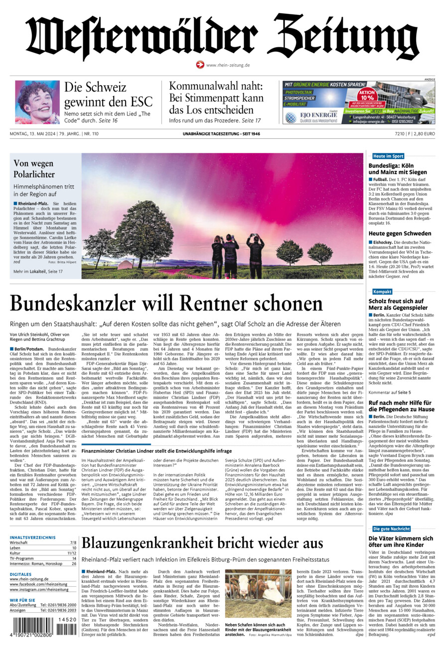 Westerwälder Zeitung vom Montag, 13.05.2024