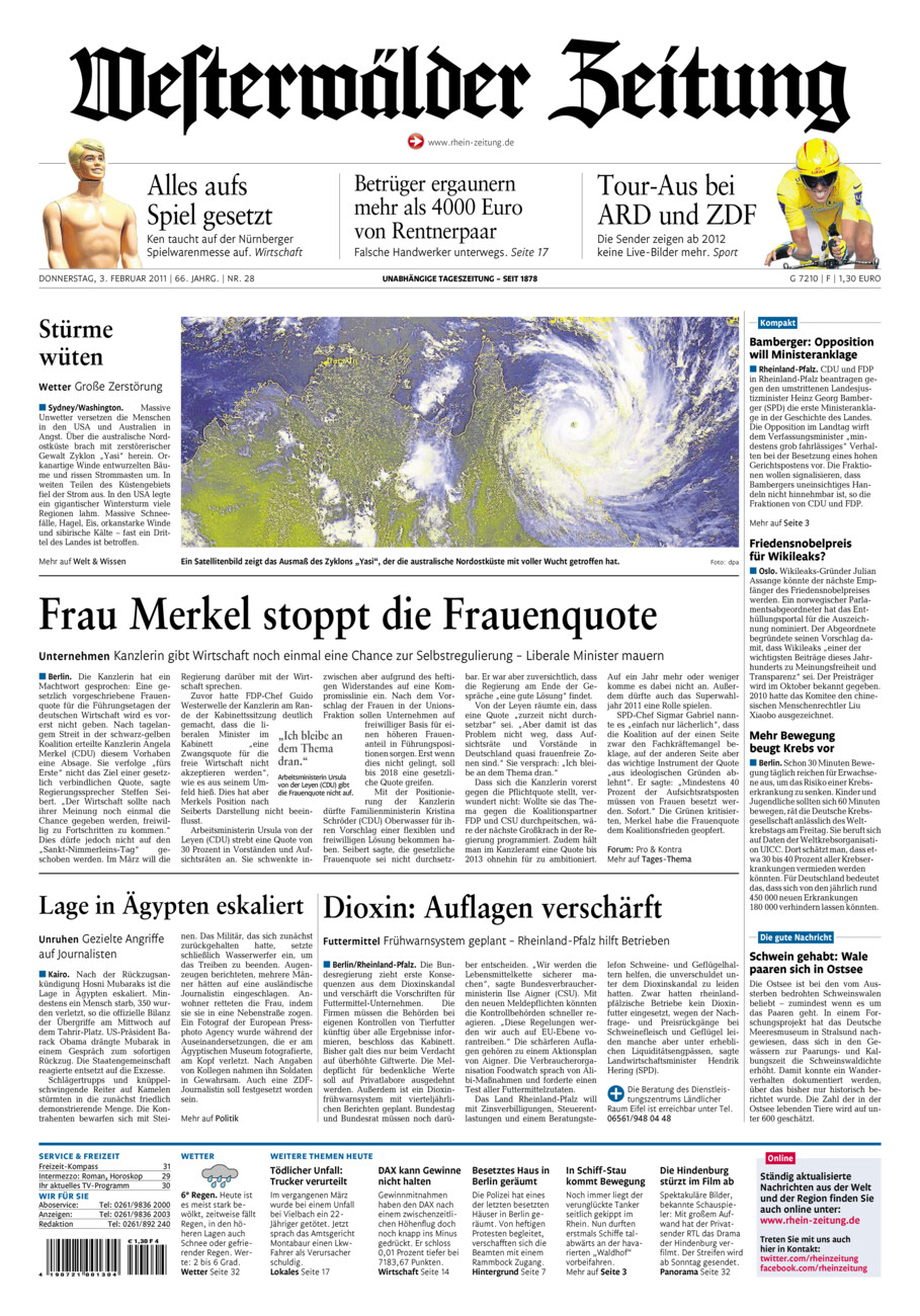 Westerwälder Zeitung vom Donnerstag, 03.02.2011