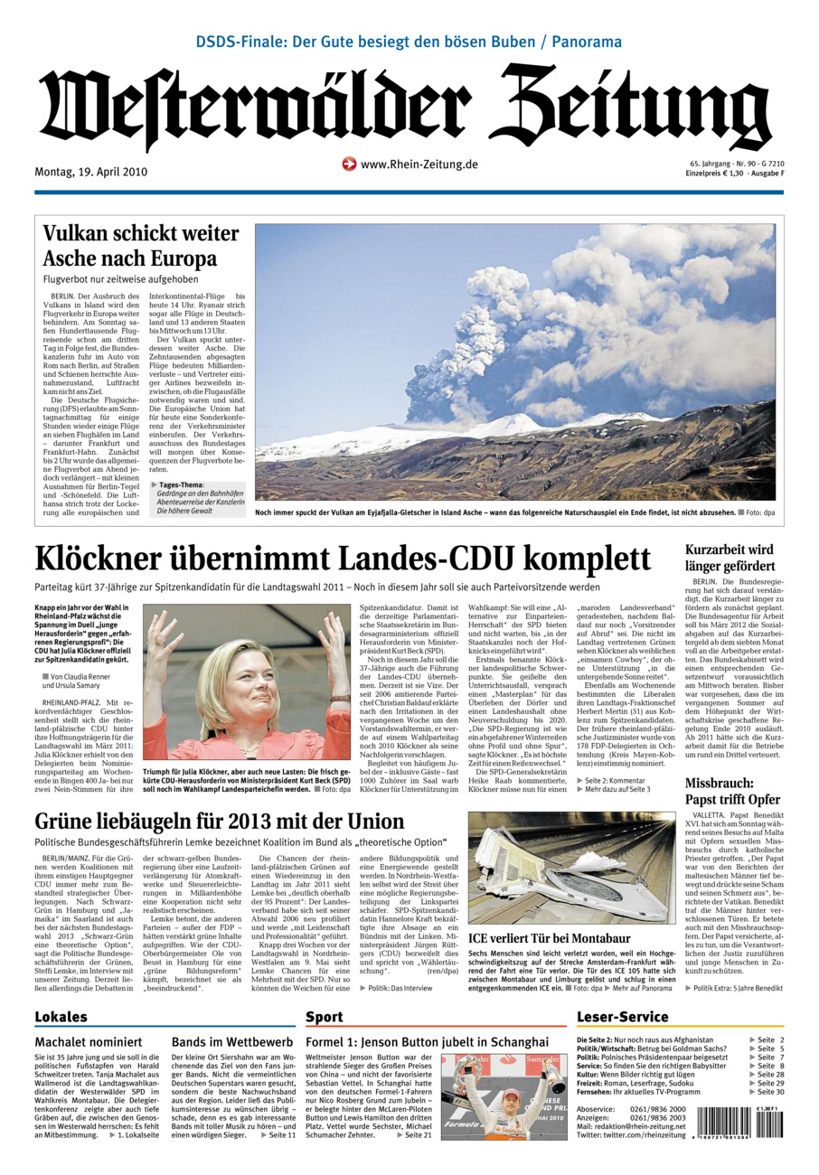 Westerwälder Zeitung vom Montag, 19.04.2010