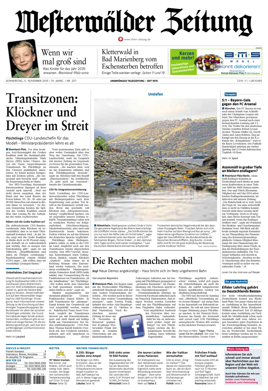 Westerwälder Zeitung vom Donnerstag, 05.11.2015
