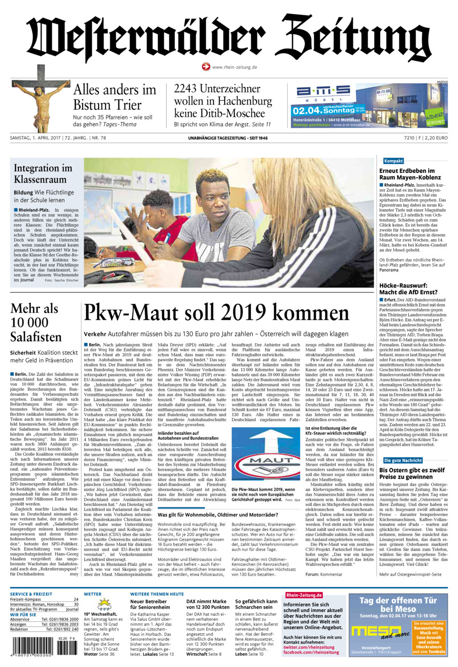 Westerwälder Zeitung vom Samstag, 01.04.2017