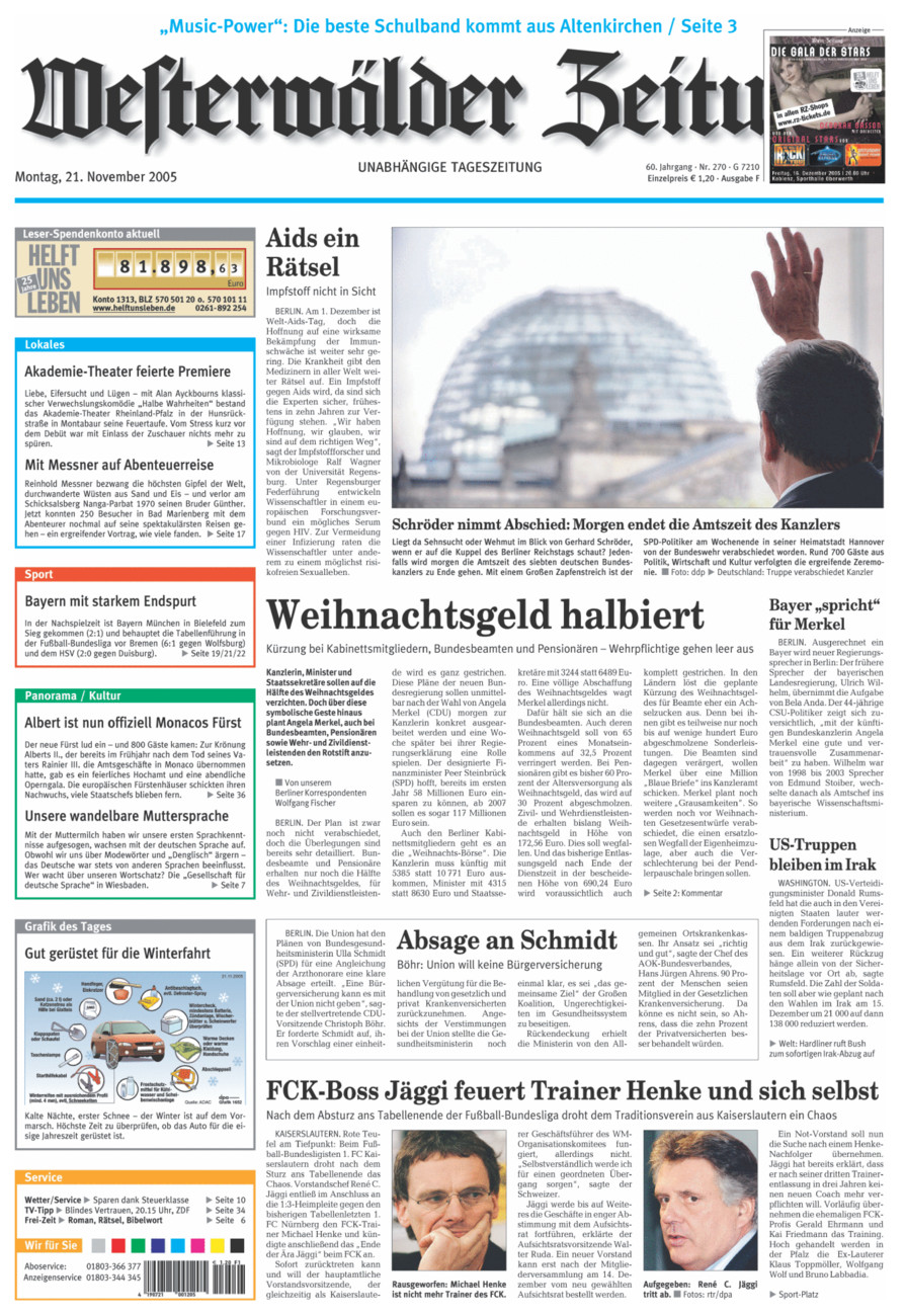 Westerwälder Zeitung vom Montag, 21.11.2005