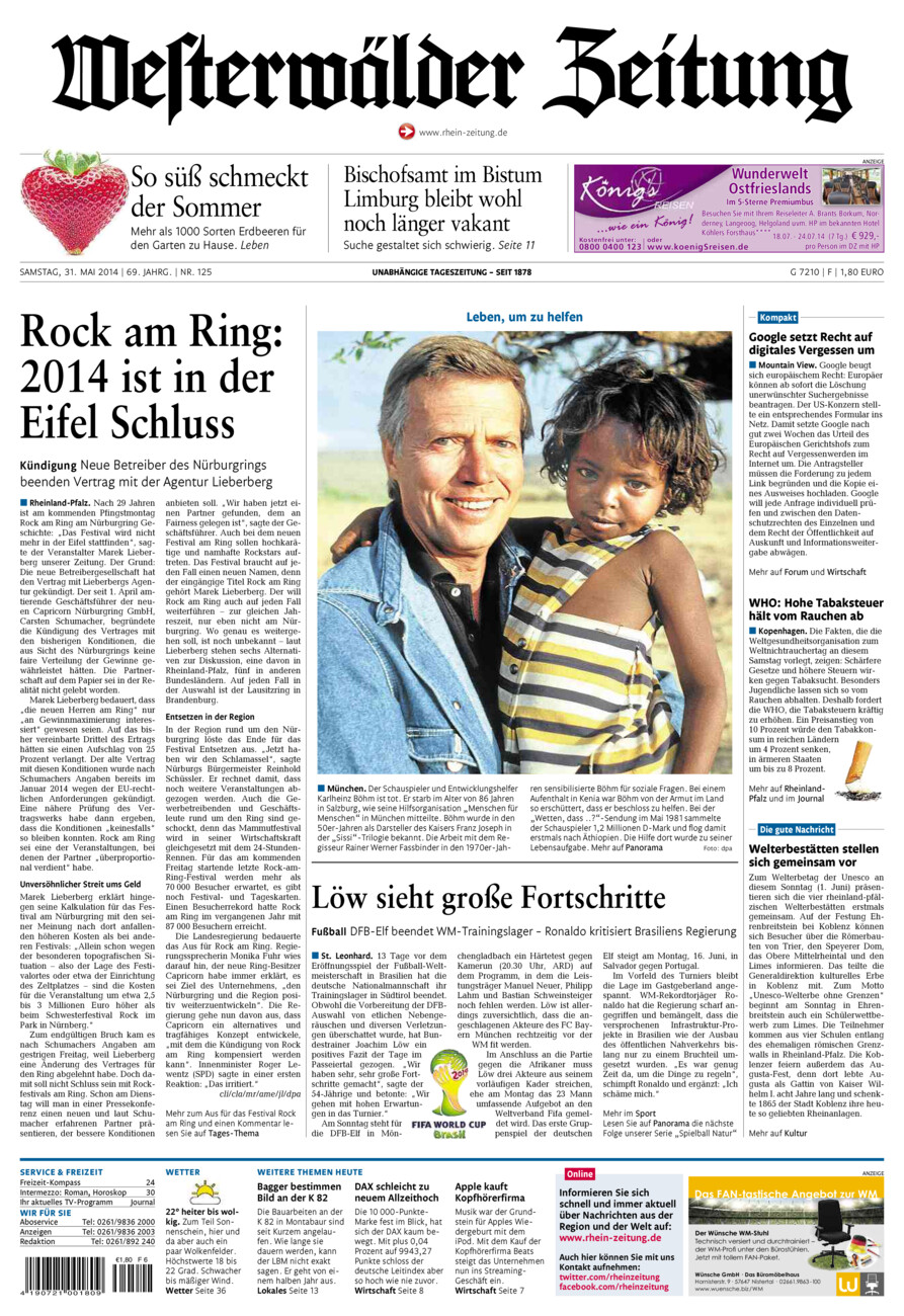Westerwälder Zeitung vom Samstag, 31.05.2014