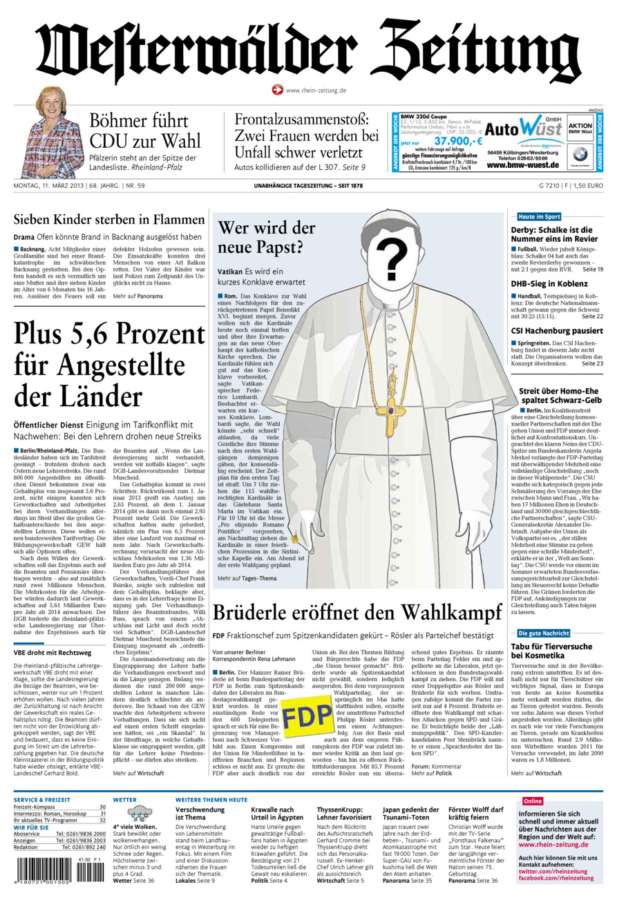 Westerwälder Zeitung vom Montag, 11.03.2013