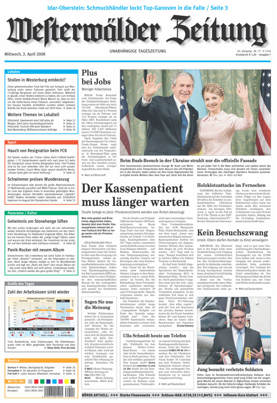 Westerwälder Zeitung vom Mittwoch, 02.04.2008