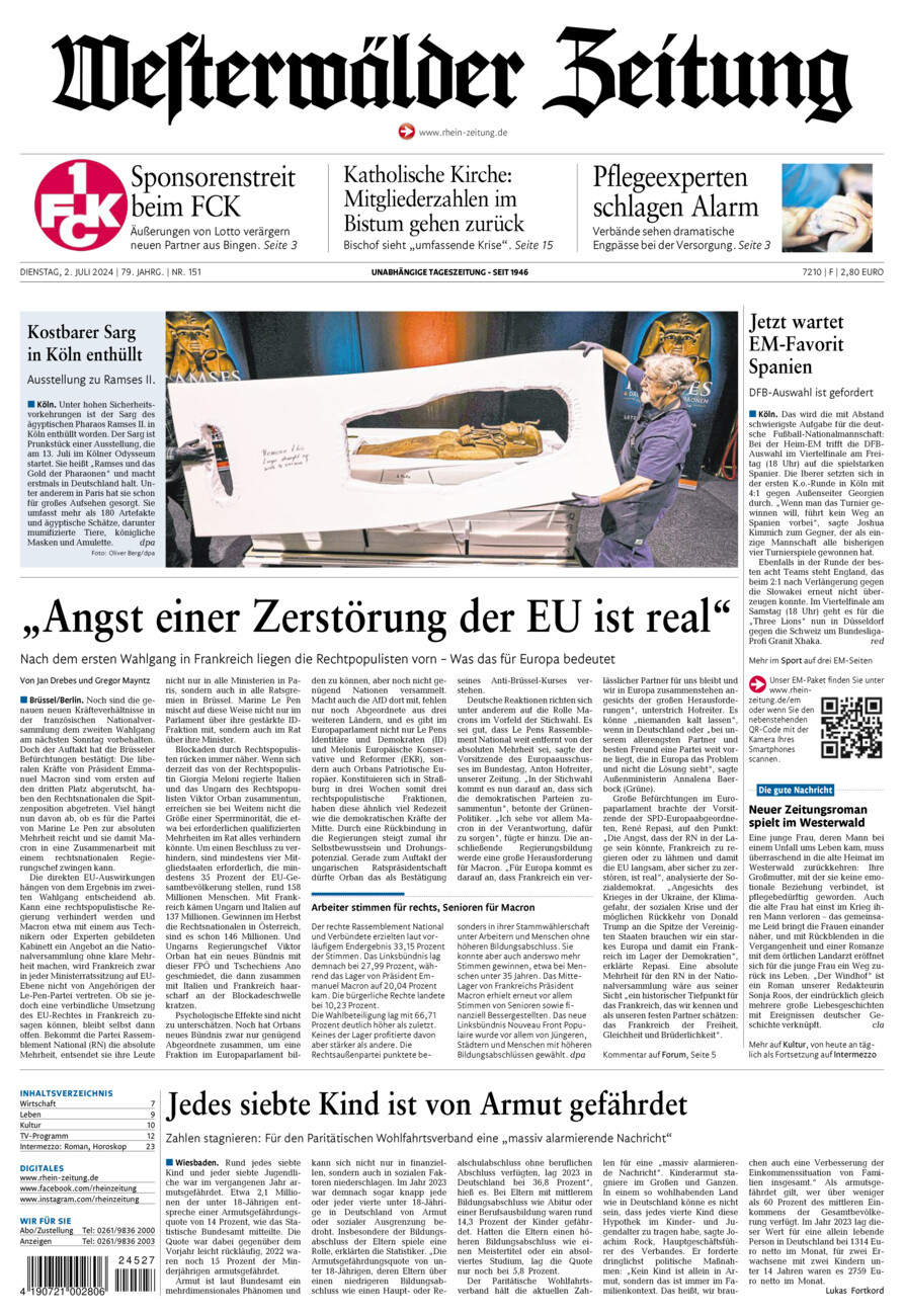 Westerwälder Zeitung vom Dienstag, 02.07.2024