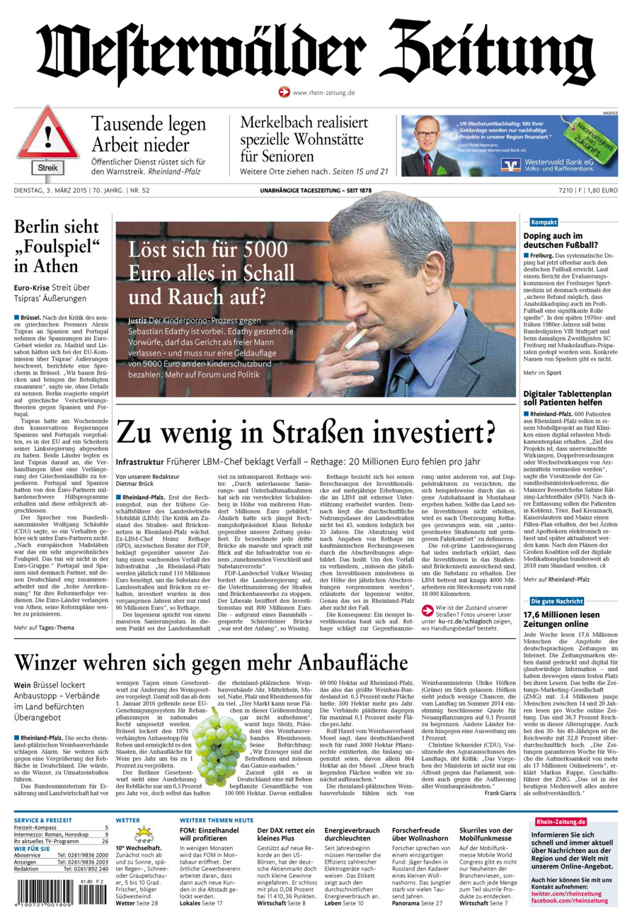 Westerwälder Zeitung vom Dienstag, 03.03.2015