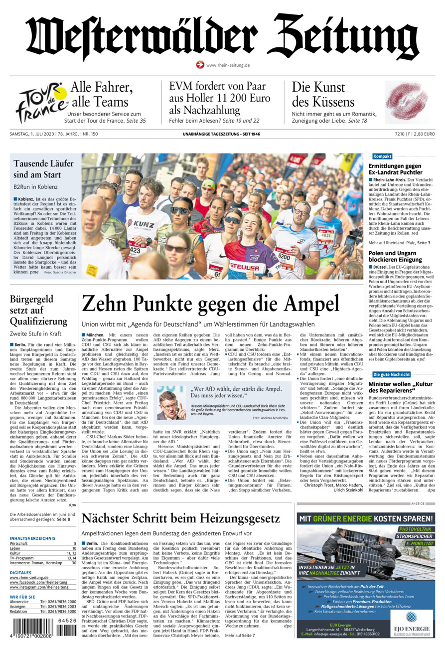 Westerwälder Zeitung vom Samstag, 01.07.2023