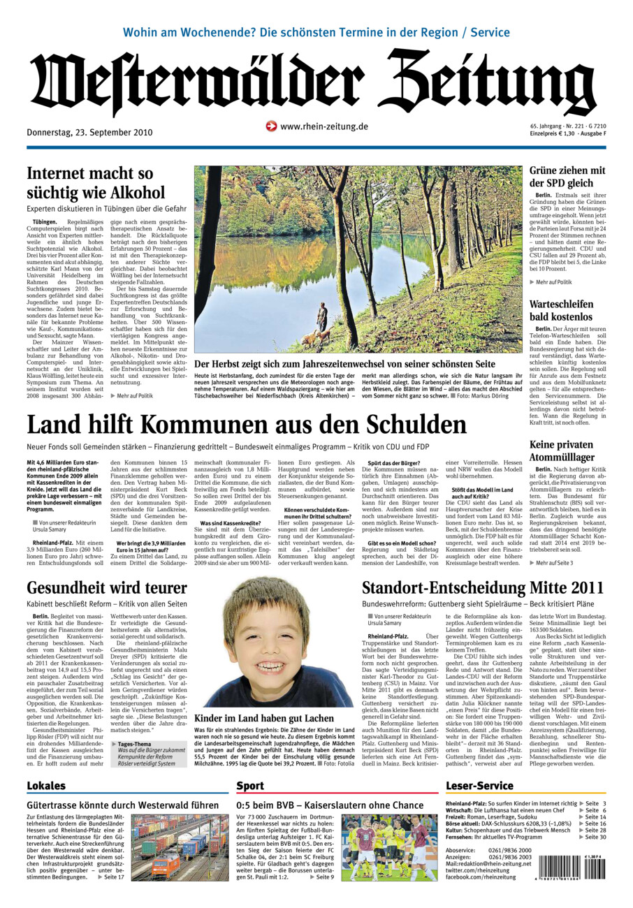 Westerwälder Zeitung vom Donnerstag, 23.09.2010