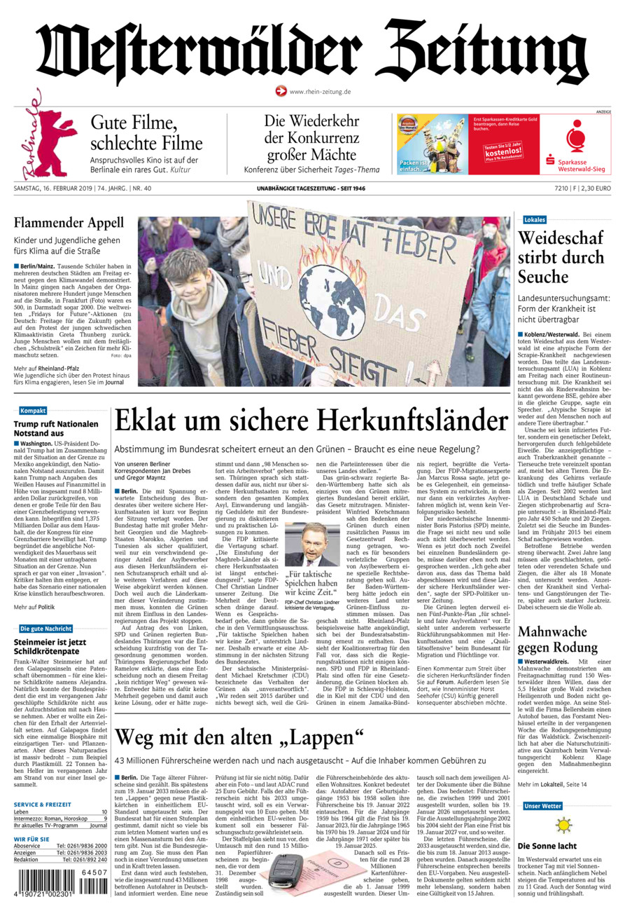 Westerwälder Zeitung vom Samstag, 16.02.2019