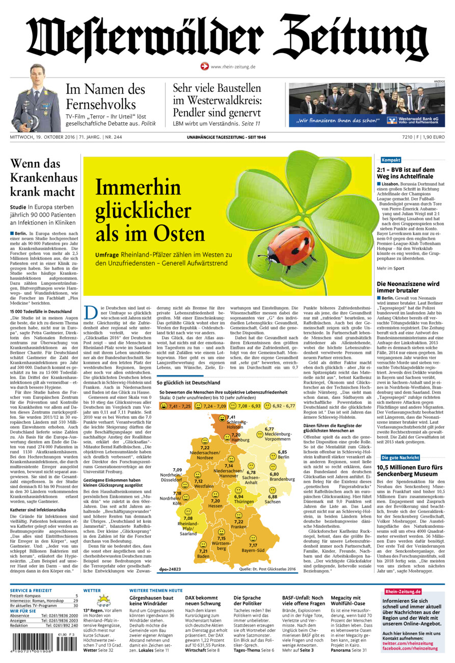 Westerwälder Zeitung vom Mittwoch, 19.10.2016