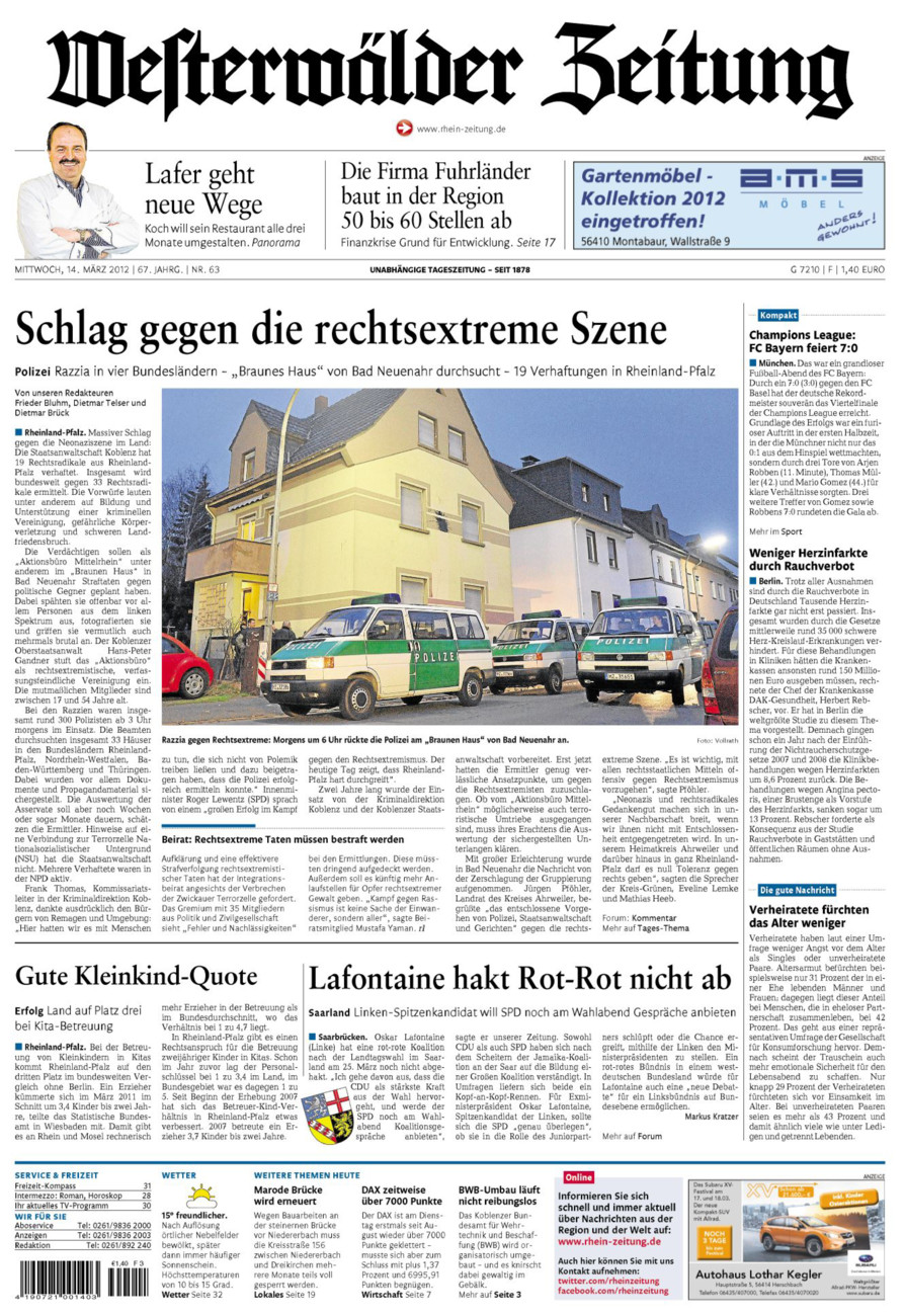 Westerwälder Zeitung vom Mittwoch, 14.03.2012