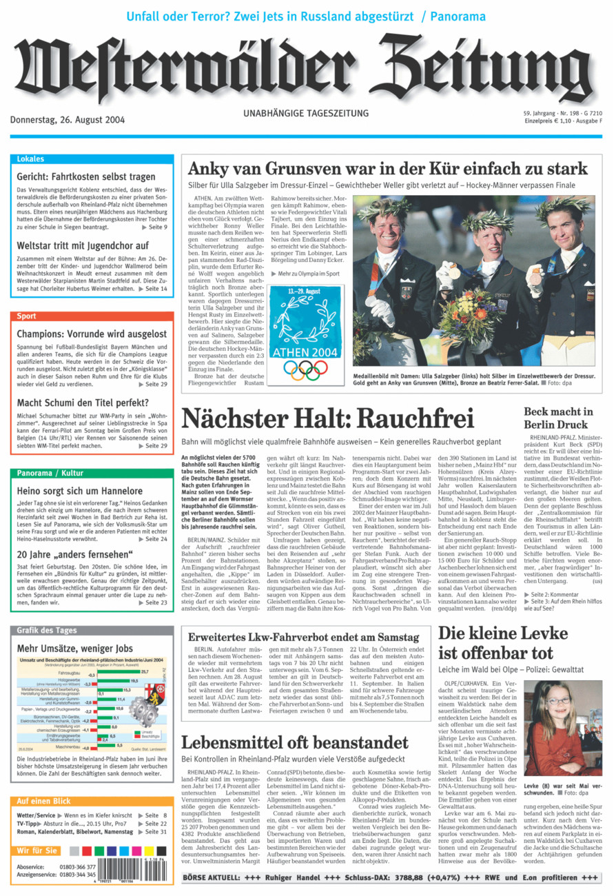 Westerwälder Zeitung vom Donnerstag, 26.08.2004