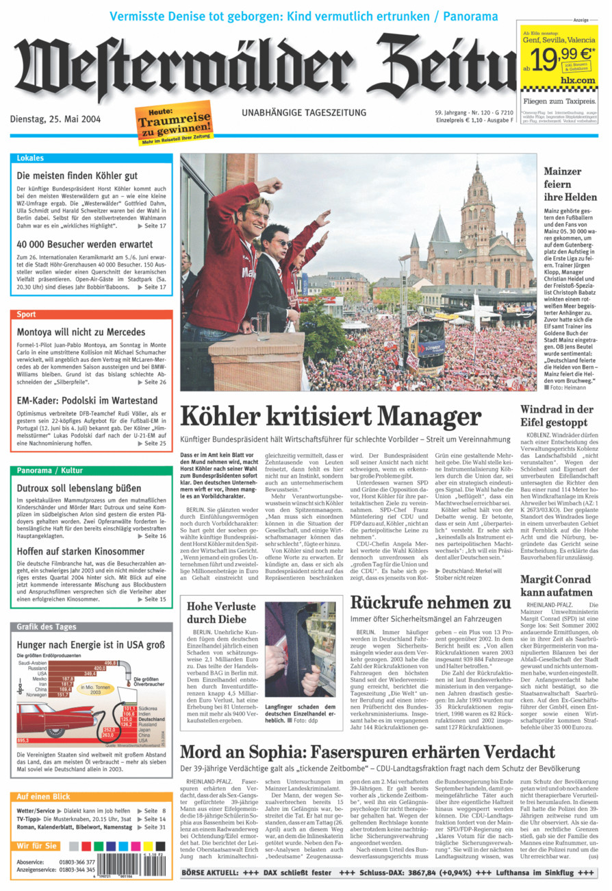 Westerwälder Zeitung vom Dienstag, 25.05.2004