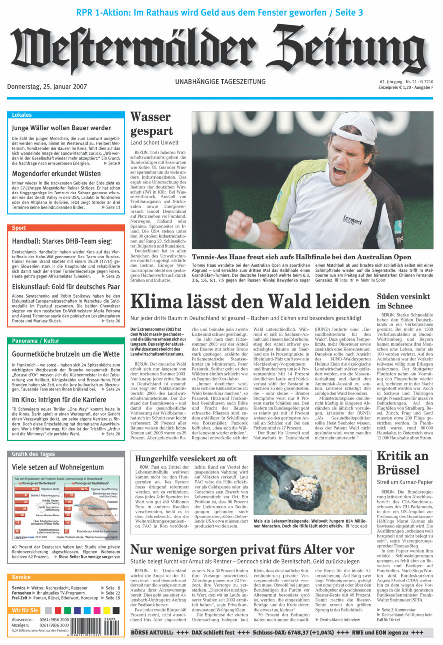Westerwälder Zeitung vom Donnerstag, 25.01.2007