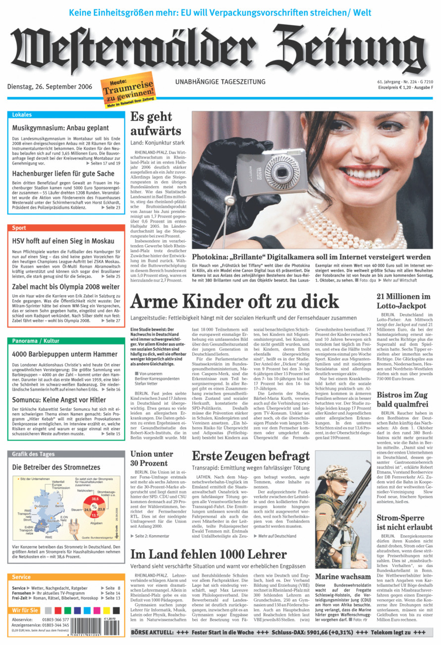 Westerwälder Zeitung vom Dienstag, 26.09.2006