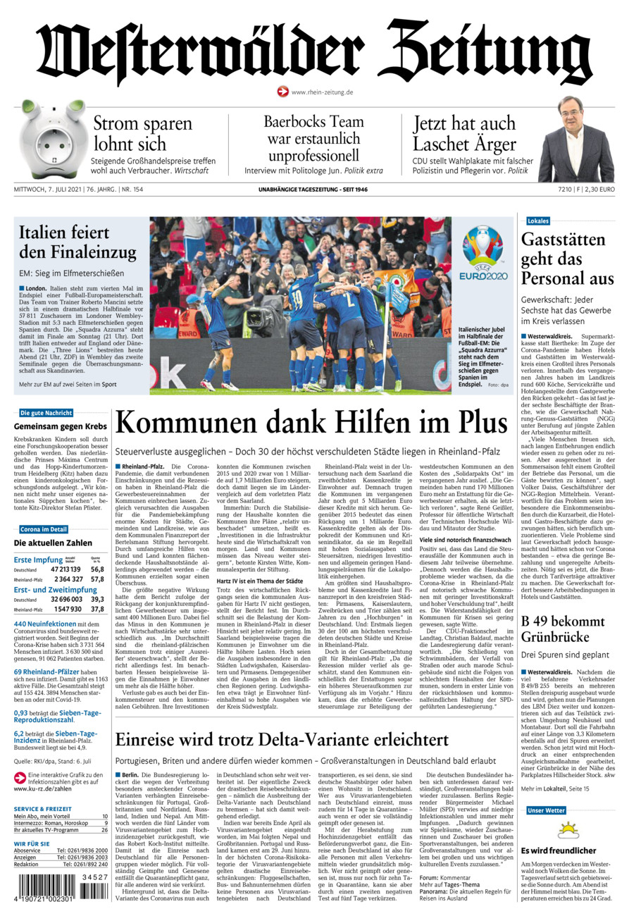 Westerwälder Zeitung vom Mittwoch, 07.07.2021
