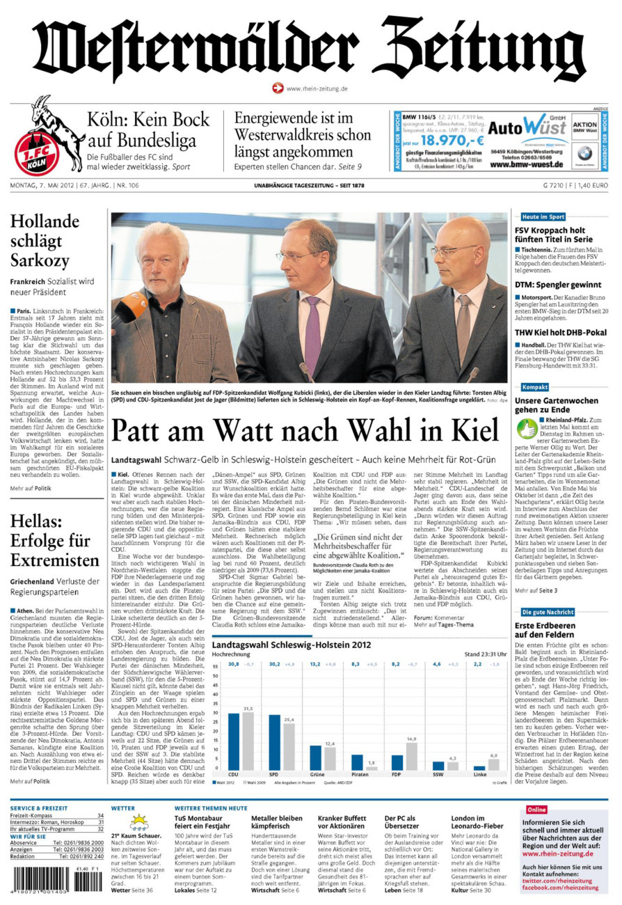 Westerwälder Zeitung vom Montag, 07.05.2012