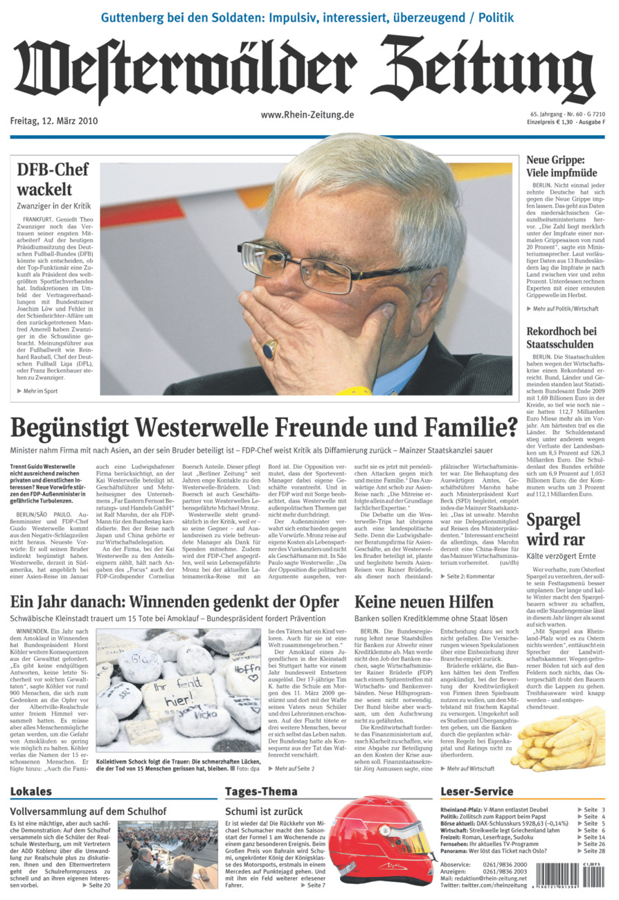 Westerwälder Zeitung vom Freitag, 12.03.2010
