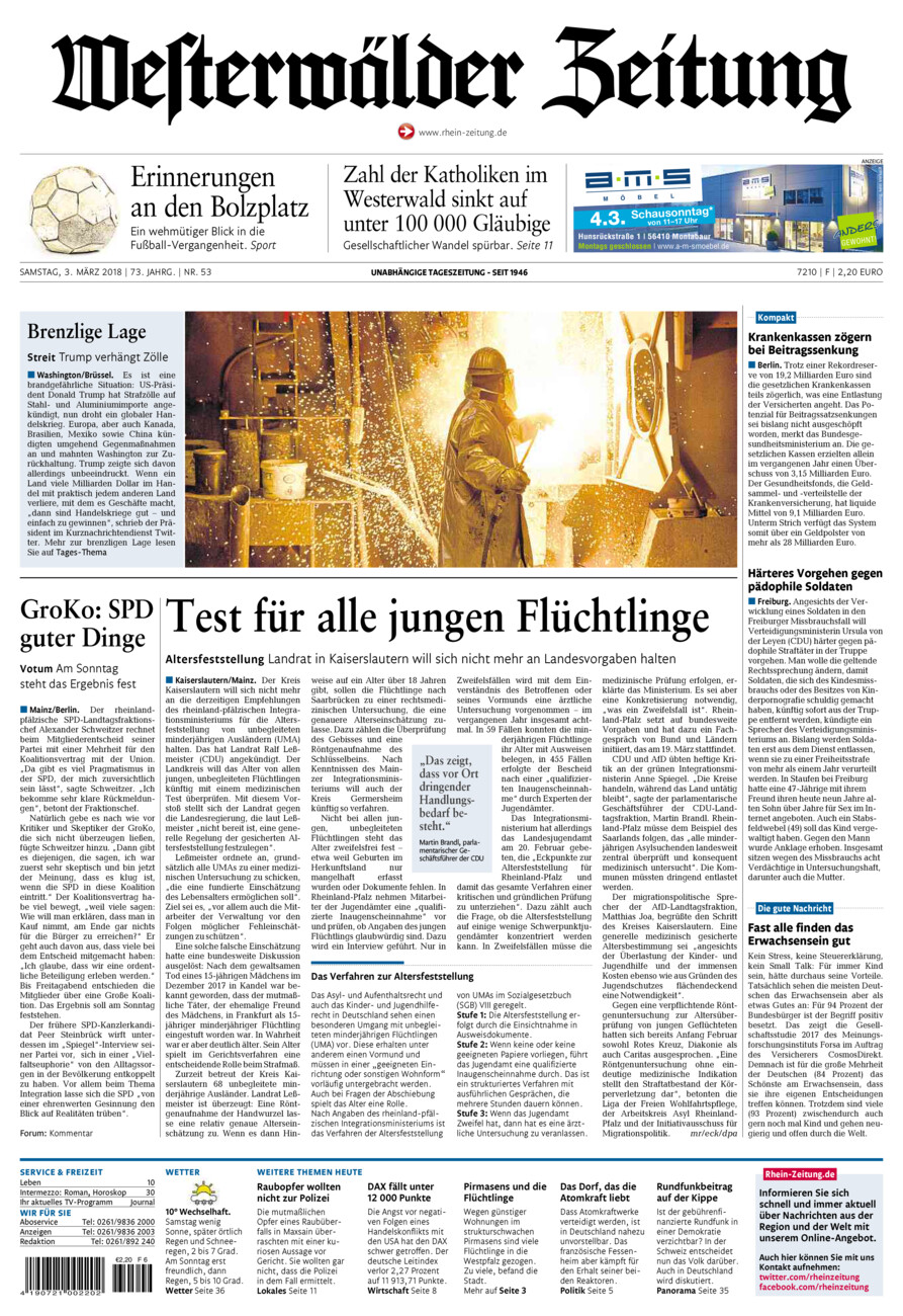 Westerwälder Zeitung vom Samstag, 03.03.2018