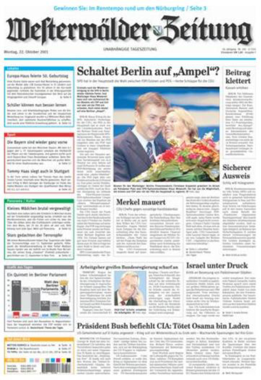 Westerwälder Zeitung vom Montag, 22.10.2001