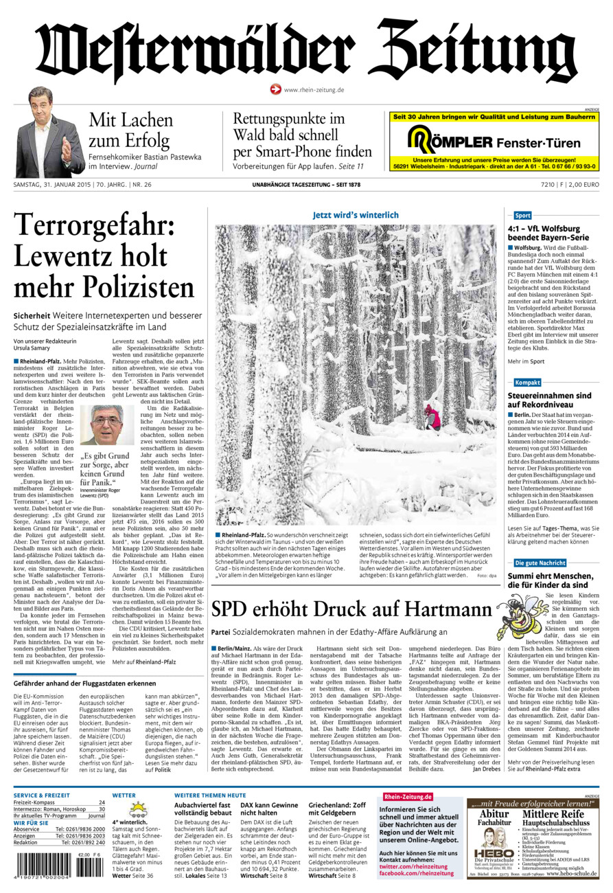 Westerwälder Zeitung vom Samstag, 31.01.2015