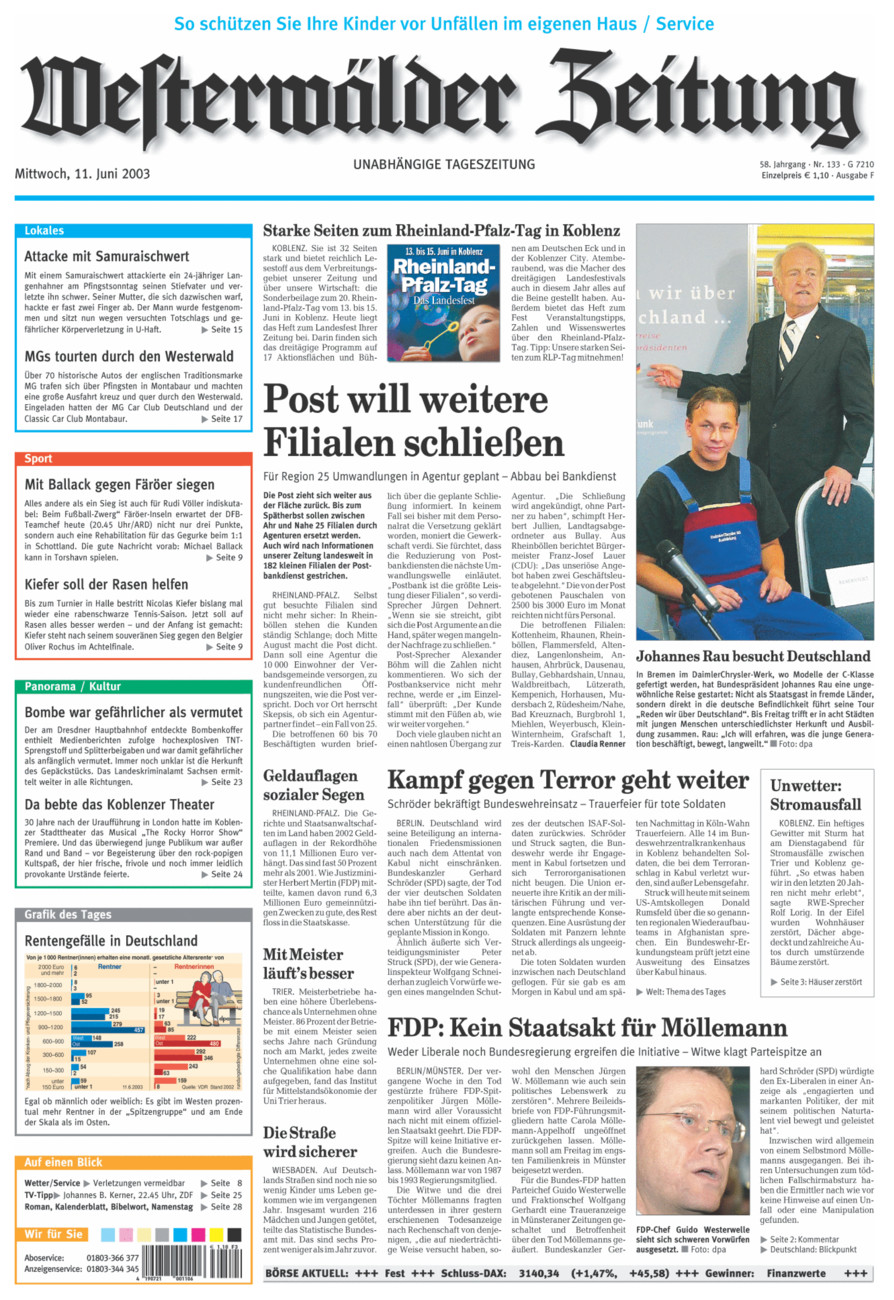 Westerwälder Zeitung vom Mittwoch, 11.06.2003