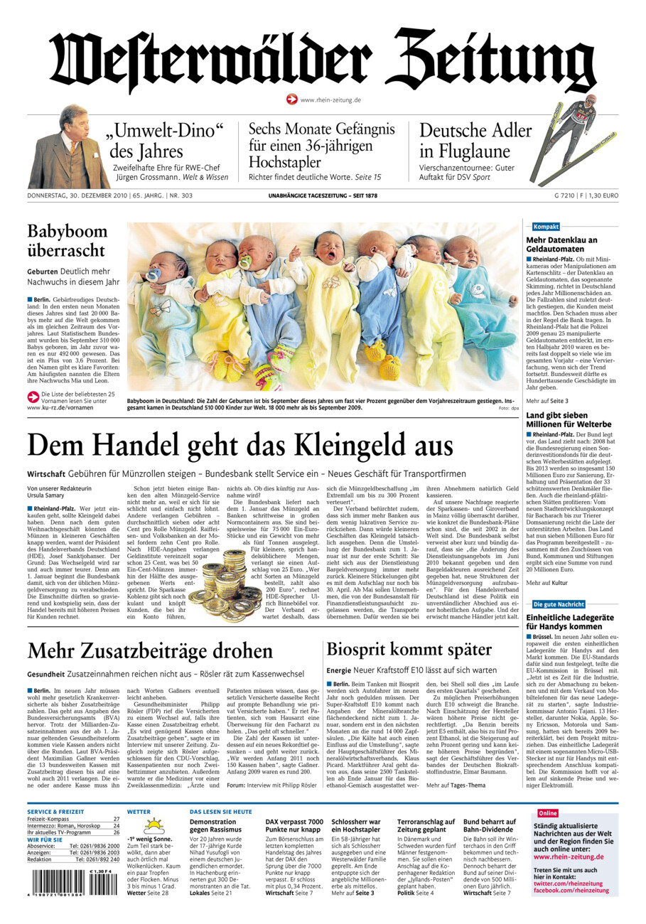 Westerwälder Zeitung vom Donnerstag, 30.12.2010