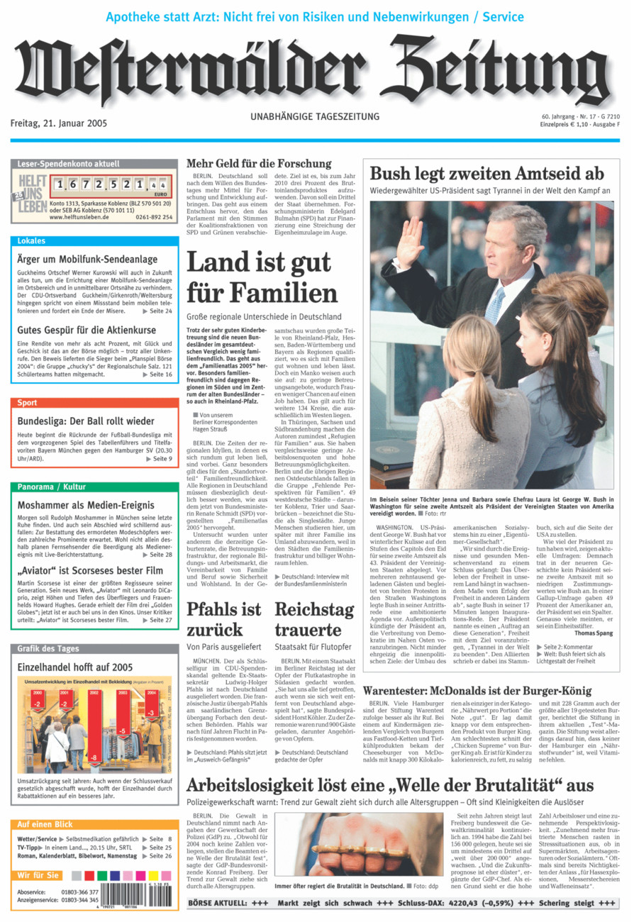 Westerwälder Zeitung vom Freitag, 21.01.2005