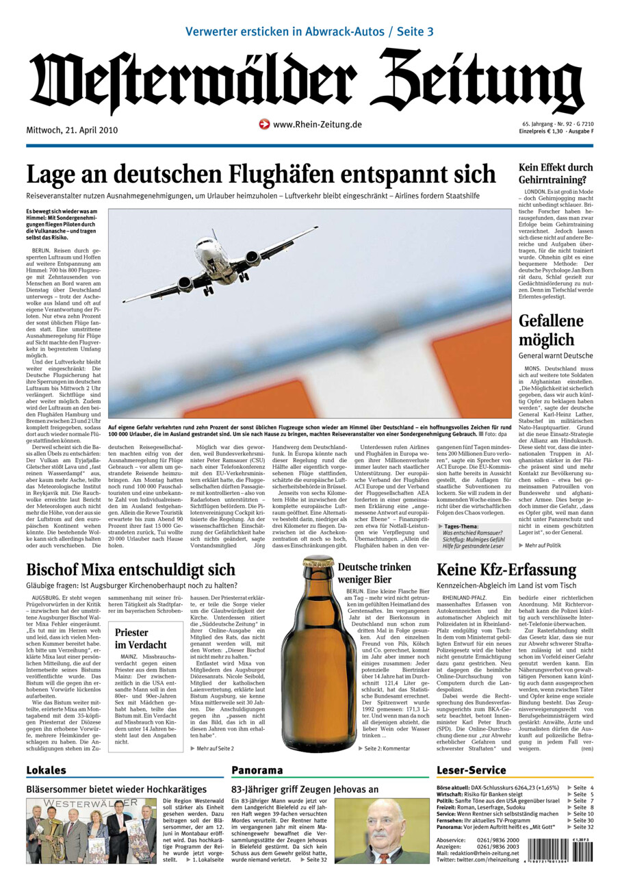 Westerwälder Zeitung vom Mittwoch, 21.04.2010