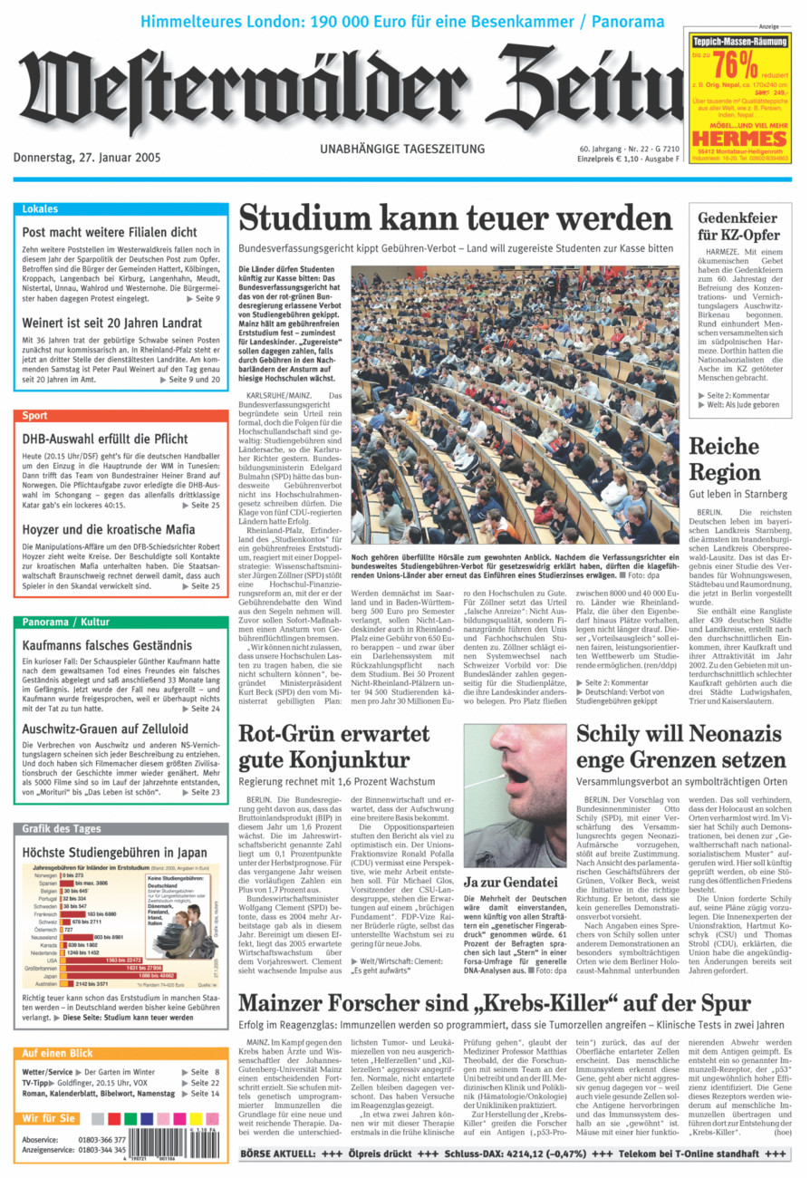 Westerwälder Zeitung vom Donnerstag, 27.01.2005