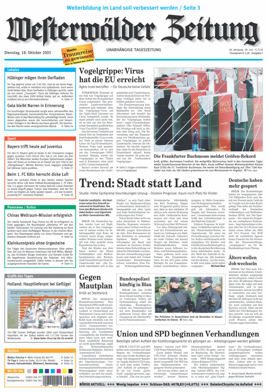 Westerwälder Zeitung vom Dienstag, 18.10.2005