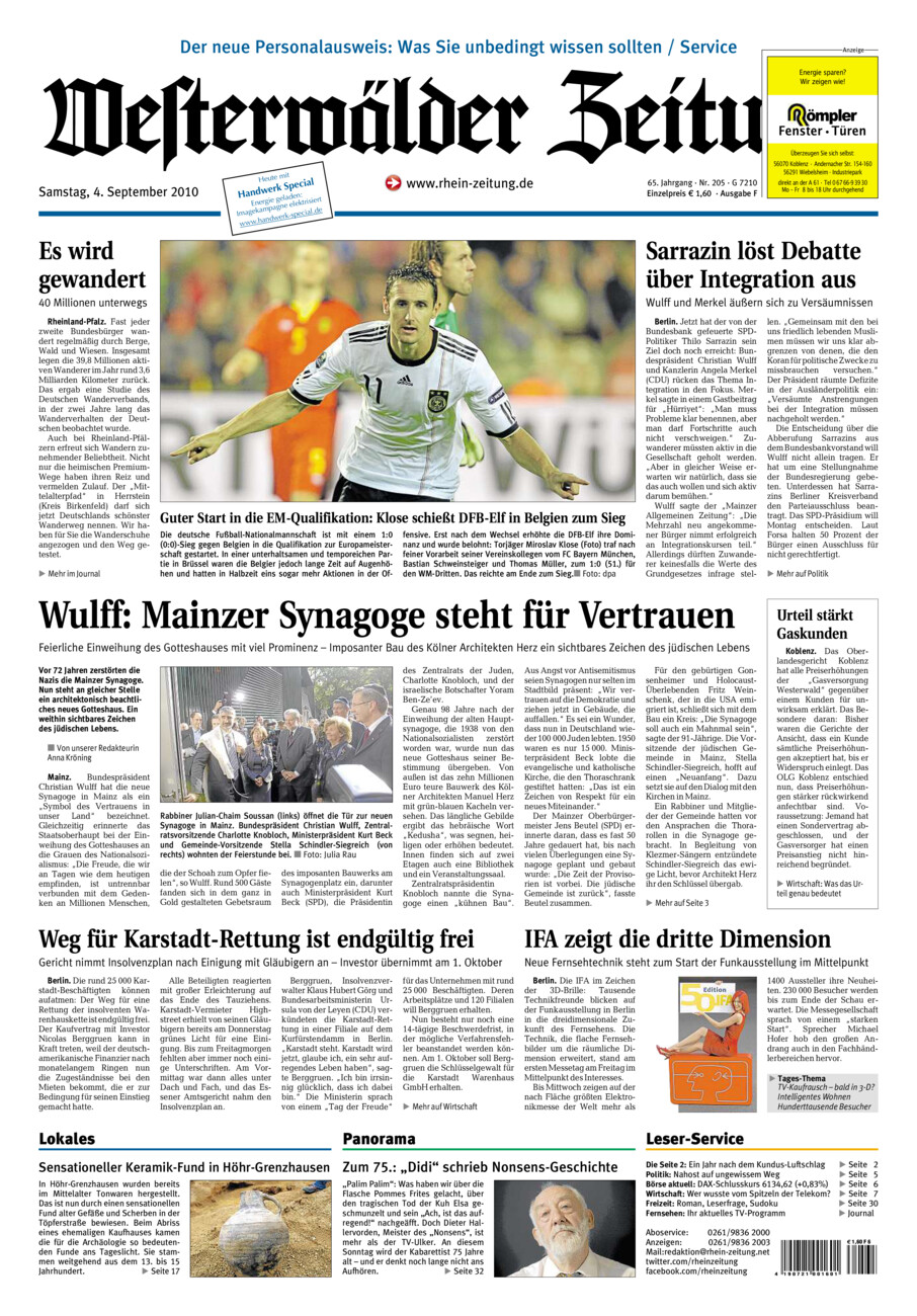 Westerwälder Zeitung vom Samstag, 04.09.2010