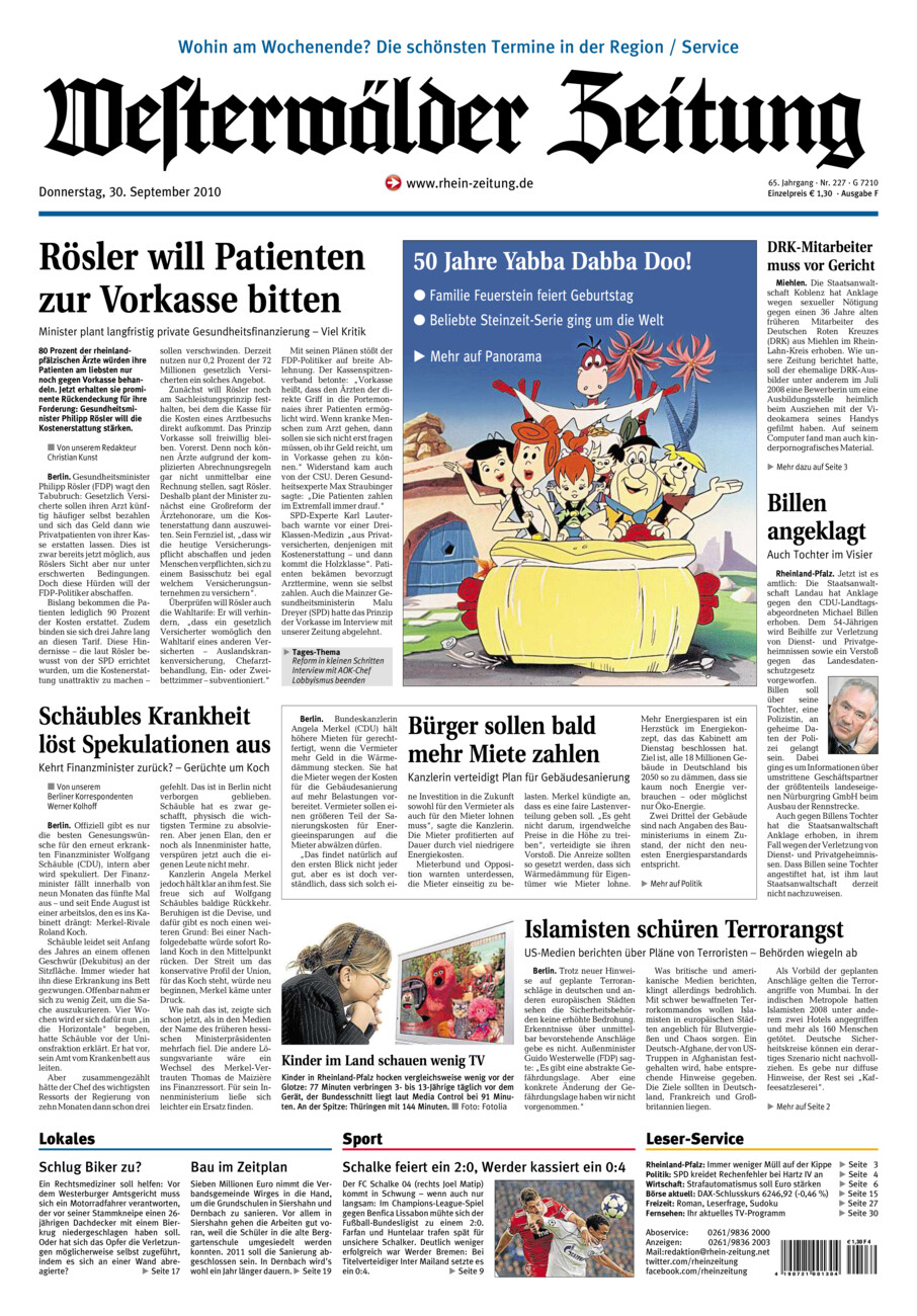 Westerwälder Zeitung vom Donnerstag, 30.09.2010