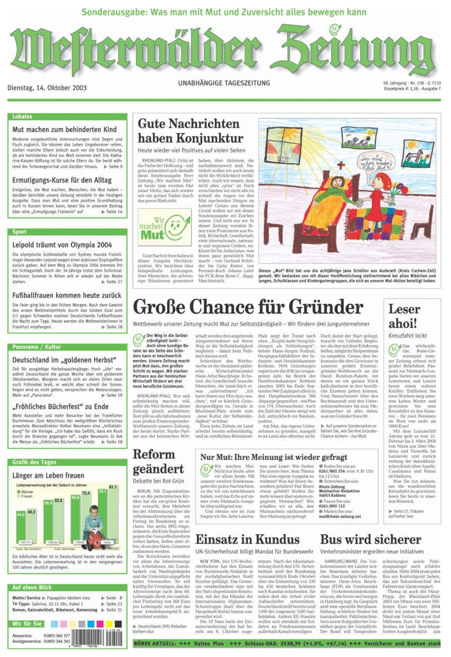 Westerwälder Zeitung vom Dienstag, 14.10.2003