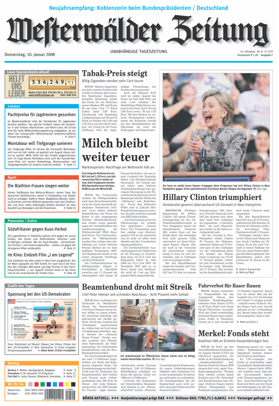 Westerwälder Zeitung vom Donnerstag, 10.01.2008