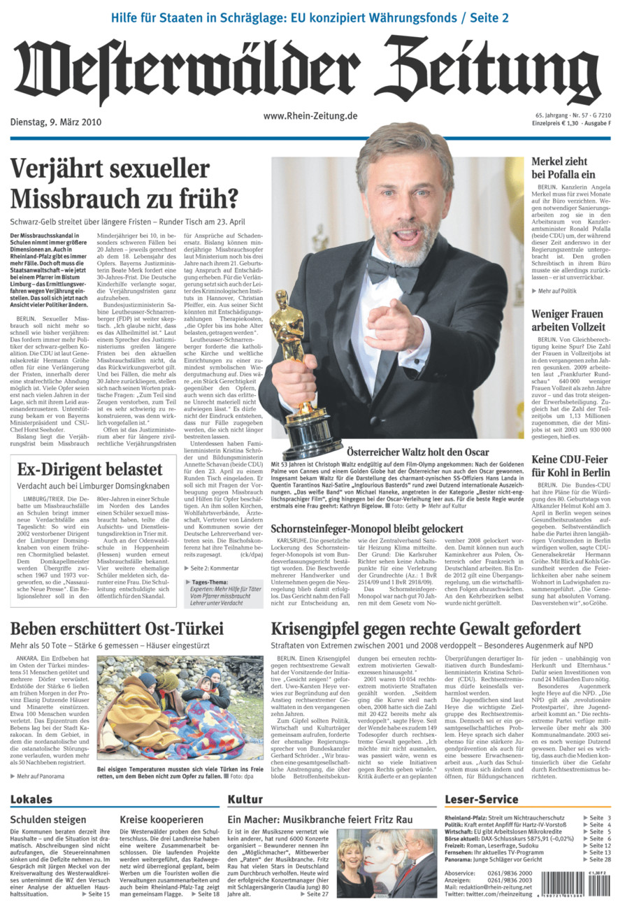 Westerwälder Zeitung vom Dienstag, 09.03.2010
