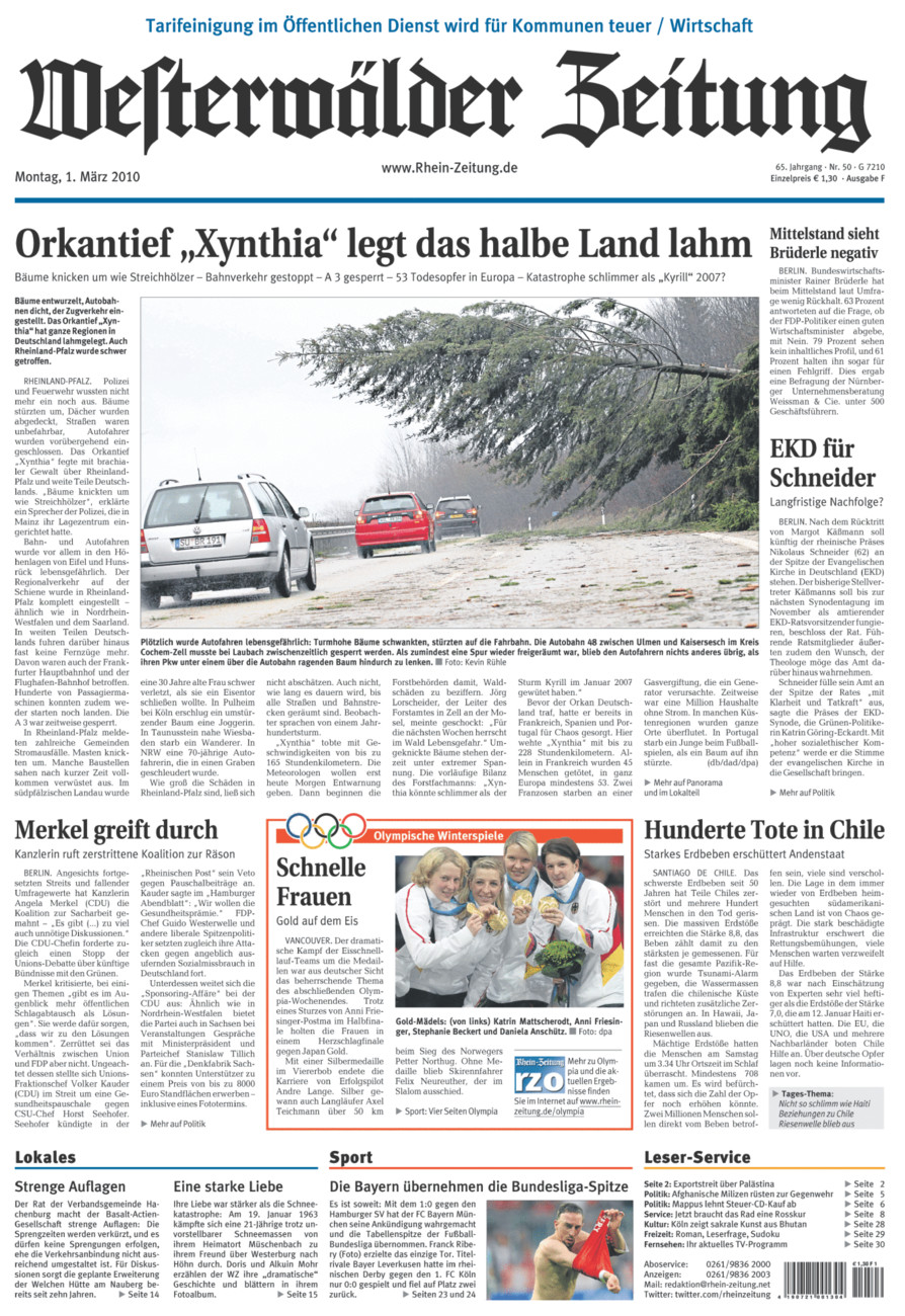 Westerwälder Zeitung vom Montag, 01.03.2010